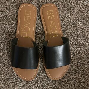 Black Slide Sandals for Women